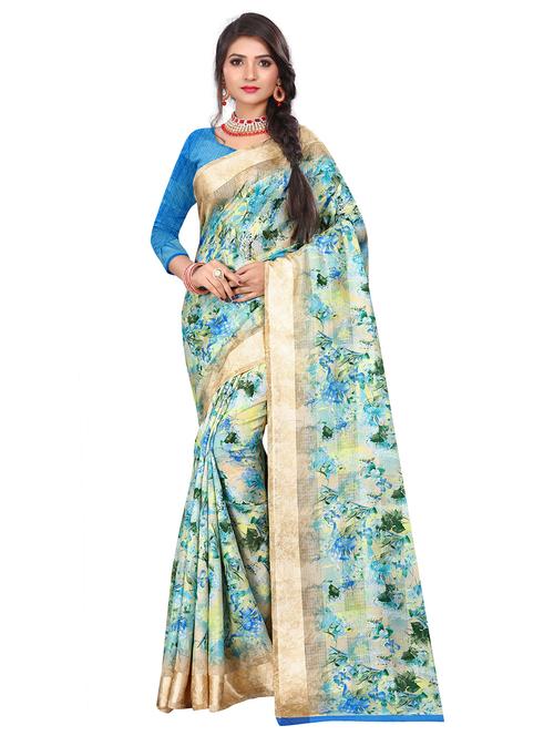 floral woven saree with blouse - 17379604 - Very Small Image - 1