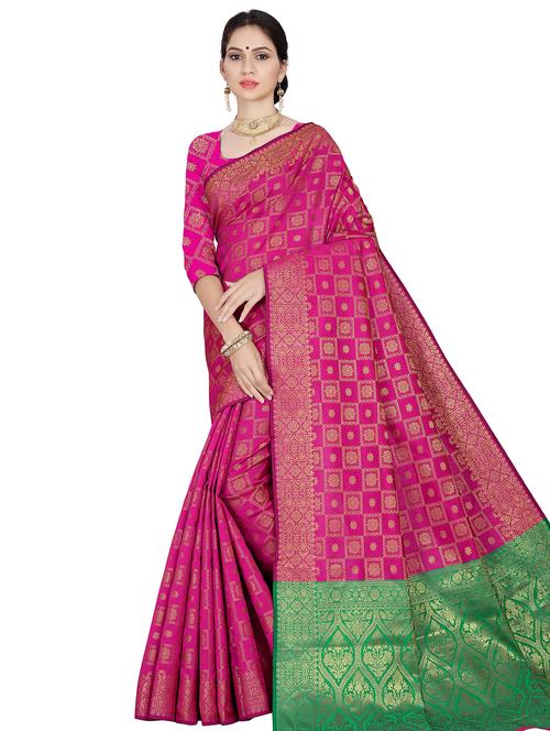 magenta woven saree - 17379609 - Very Small Image - 1