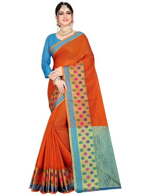 solid bordered saree - 17379630 - Very Small Image - 1