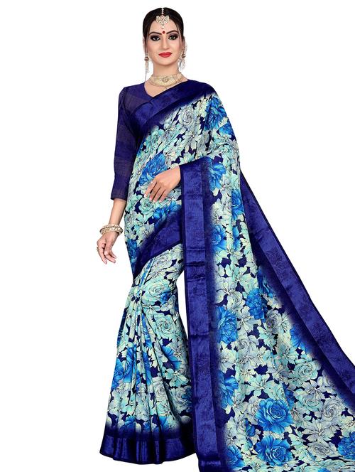 floral printed saree with blouse - 17379643 - Very Small Image - 1