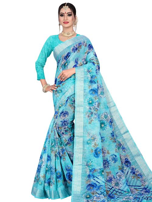 floral printed saree - 17379653 - Very Small Image - 1