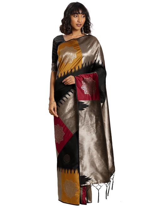 solid woven saree with blouse - 17379689 - Very Small Image - 1