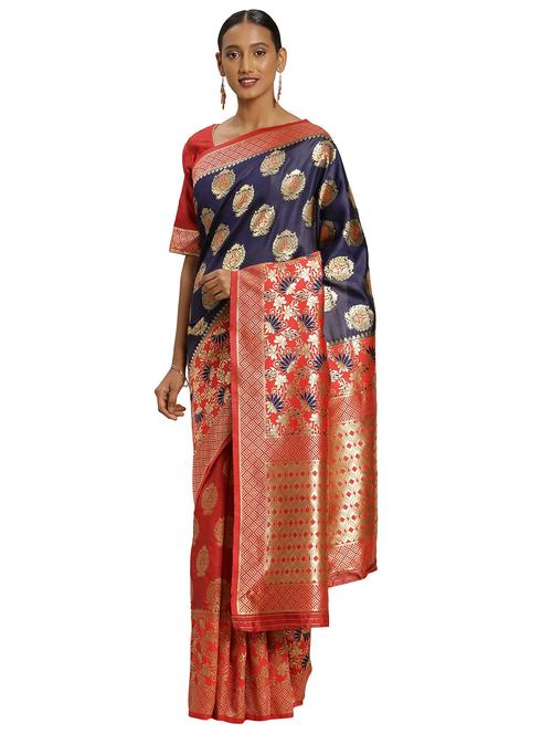 ethnic motifs woven saree with blouse - 17379698 - Very Small Image - 1