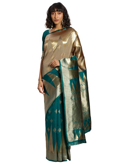 ethnic motifs woven saree with blouse - 17379706 - Very Small Image - 1