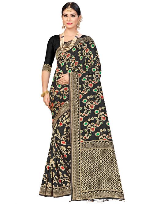 floral woven saree - 17379738 - Very Small Image - 1