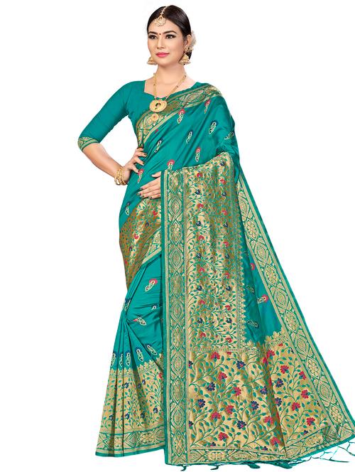 zari work woven saree - 17379745 - Very Small Image - 1
