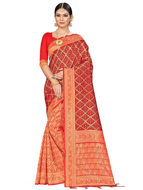 zari work woven saree with blouse - 17379750 - Very Small Image - 1