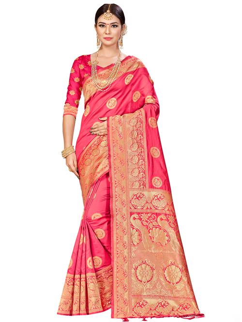zari work woven saree with blouse - 17379760 - Very Small Image - 1