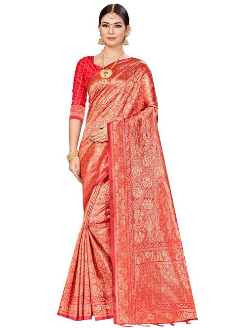 zari work woven saree with blouse - 17379768 - Very Small Image - 1
