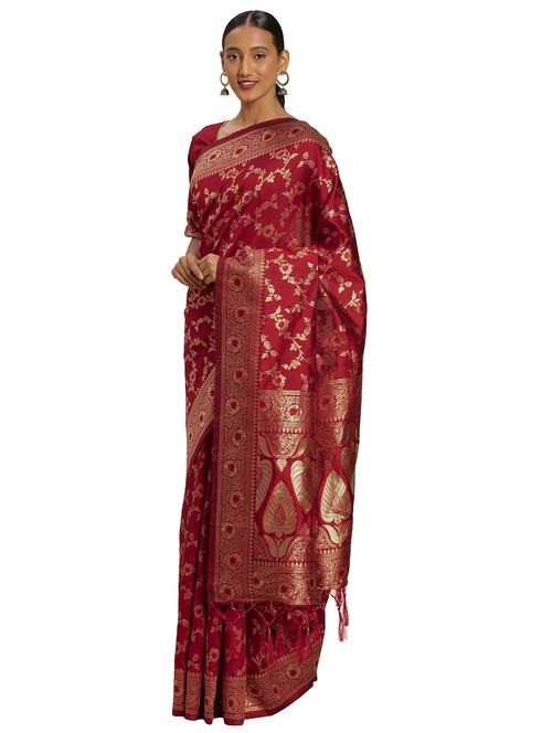 zari work woven saree with blouse - 17379769 - Very Small Image - 1