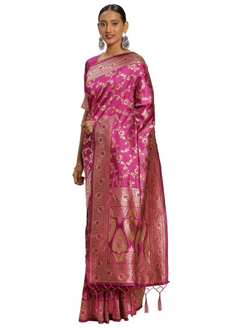 zari work woven saree with blouse - 17379770 - Very Small Image - 1