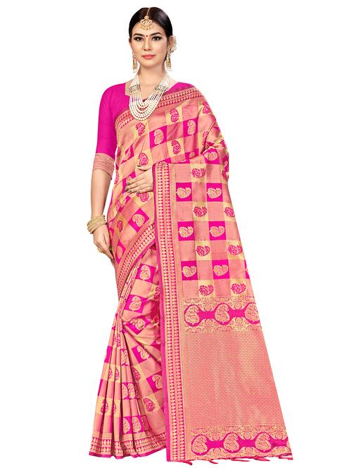 zari work woven saree with blouse - 17379785 - Very Small Image - 1
