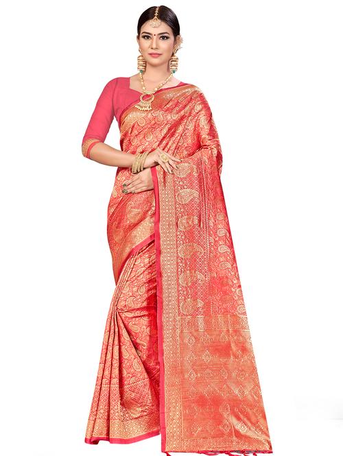 zari work woven saree with blouse - 17379794 - Very Small Image - 1