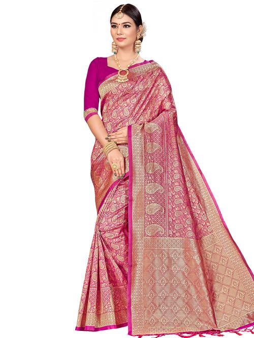 zari work woven saree with blouse - 17379797 - Very Small Image - 1