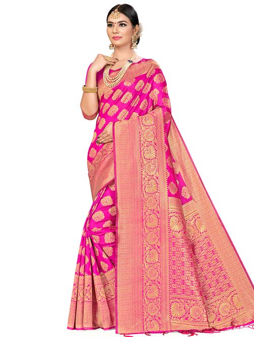 zari work woven saree with blouse - 17379804 - Very Small Image - 1