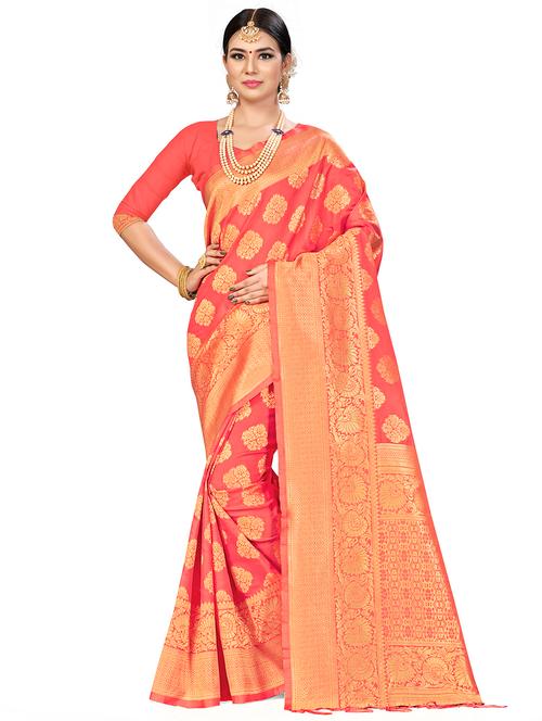 zari work woven saree with blouse - 17379806 - Very Small Image - 1