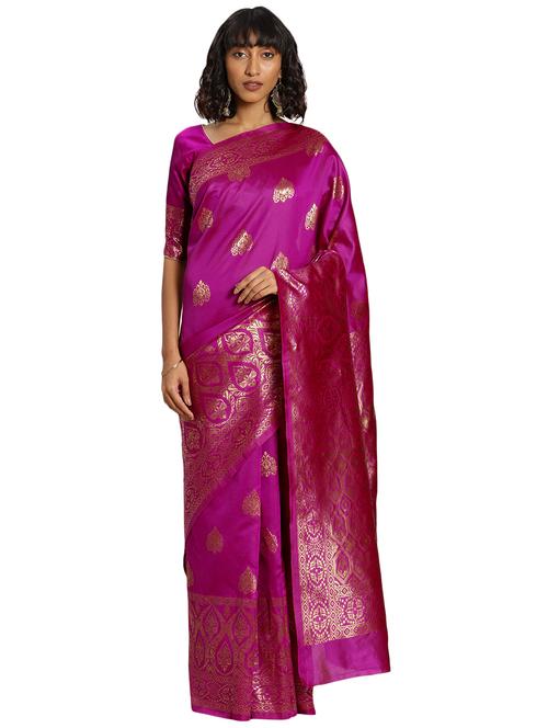 magenta woven saree - 17379815 - Very Small Image - 1