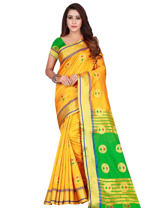 zari work woven saree with blouse - 17379832 - Very Small Image - 1