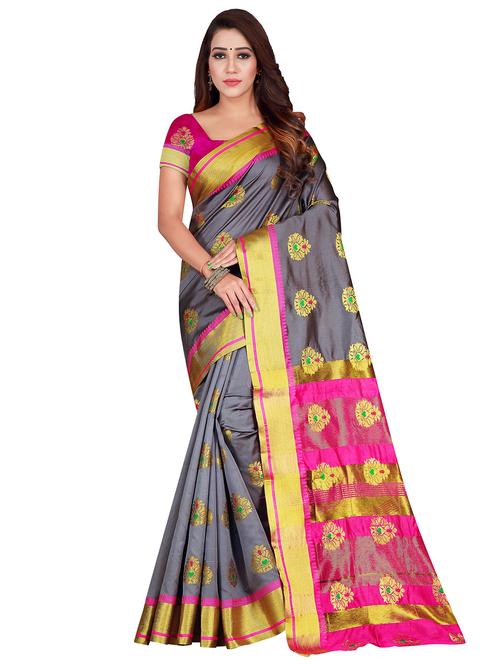zari work woven saree - 17379835 - Very Small Image - 1