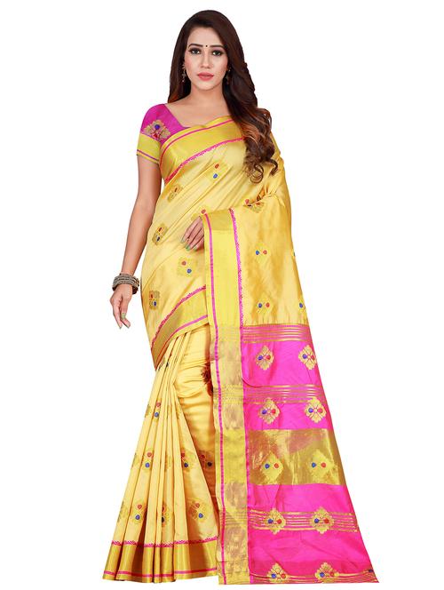 zari work woven saree with blouse - 17379836 - Very Small Image - 1