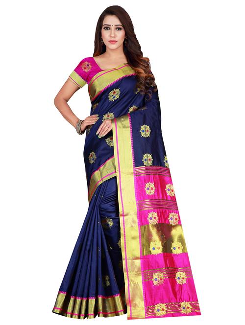 zari work woven saree with blouse - 17379838 - Very Small Image - 1