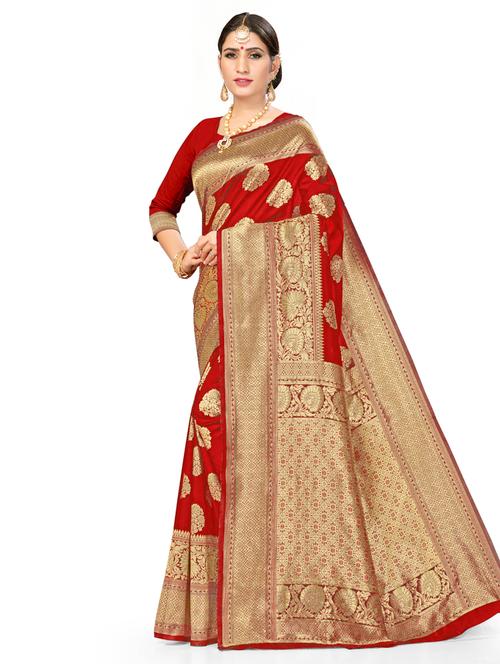 zari work woven saree with blouse - 17379858 - Very Small Image - 1