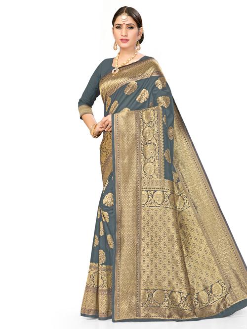 zari work woven saree - 17379861 - Very Small Image - 1