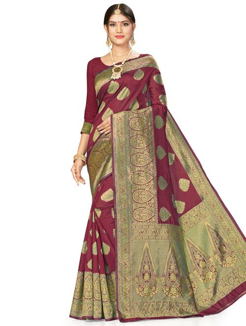 zari work woven saree with blouse - 17379871 - Very Small Image - 1