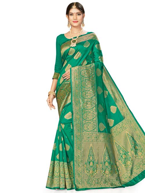 zari work woven saree with blouse - 17379873 - Very Small Image - 1