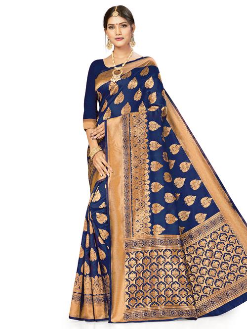 zari work woven saree with blouse - 17379879 - Very Small Image - 1