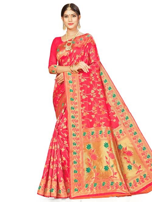 zari work woven saree with blouse - 17379882 - Very Small Image - 1