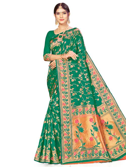 zari work woven saree with blouse - 17379883 - Very Small Image - 1