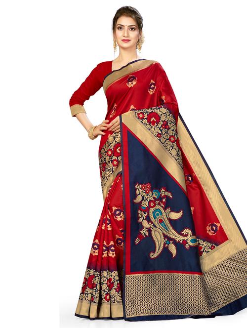zari work woven saree with blouse - 17379893 - Very Small Image - 1
