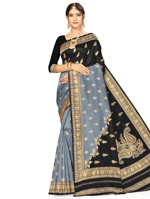 dual shade woven saree - 17379894 - Very Small Image - 1
