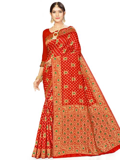 zari work woven saree with blouse - 17379900 - Very Small Image - 1