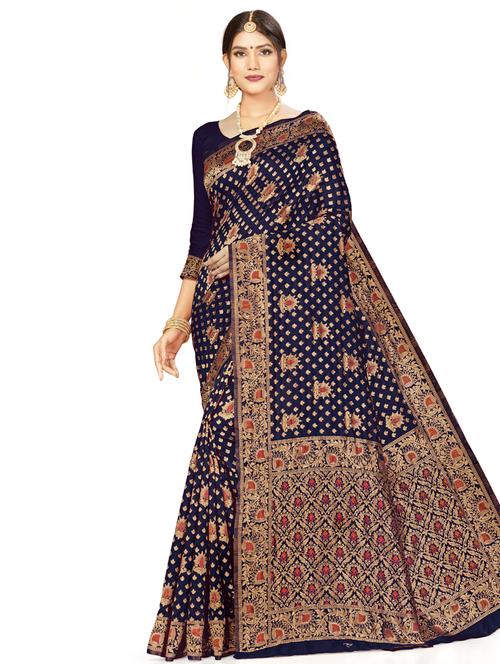 zari work woven saree - 17379901 - Very Small Image - 1