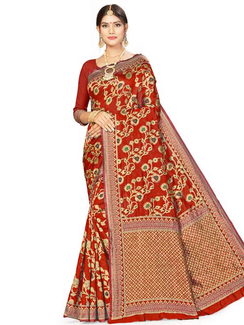 zari work woven saree with blouse - 17379902 - Very Small Image - 1