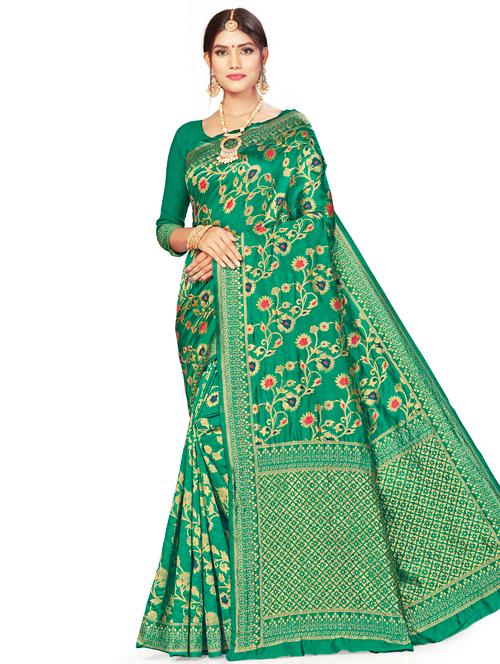 zari work woven saree with blouse - 17379903 - Very Small Image - 1
