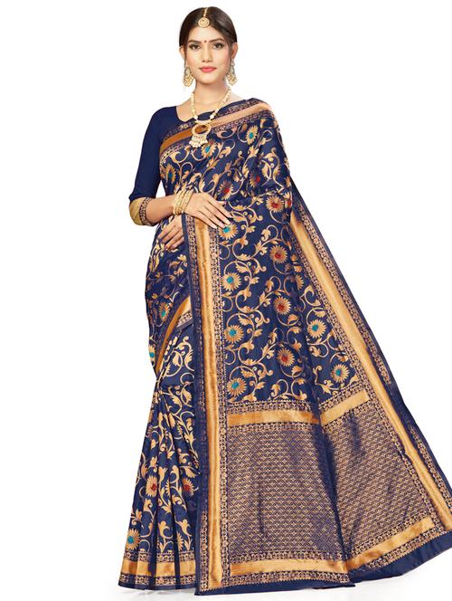 zari work woven saree with blouse - 17379911 - Very Small Image - 1