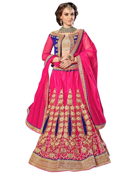 embroidered a-line semi-stitched lehenga - 17379935 - Very Small Image - 1