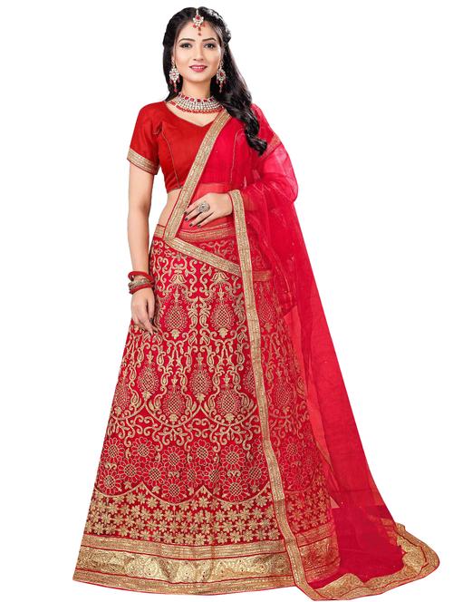 embroidered a-line semi-stitched lehenga - 17379955 - Very Small Image - 1