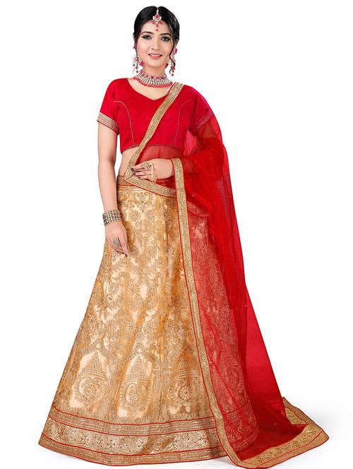 embroidered a-line semi-stitched lehenga - 17379956 - Very Small Image - 1
