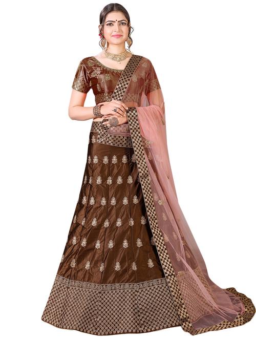 embroidered a-line semi-stitched lehenga - 17379964 - Very Small Image - 1
