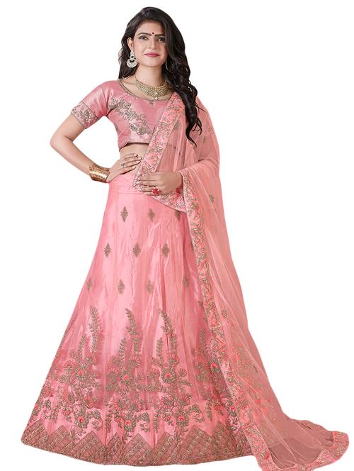 embroidered a-line semi-stitched lehenga - 17379967 - Very Small Image - 1