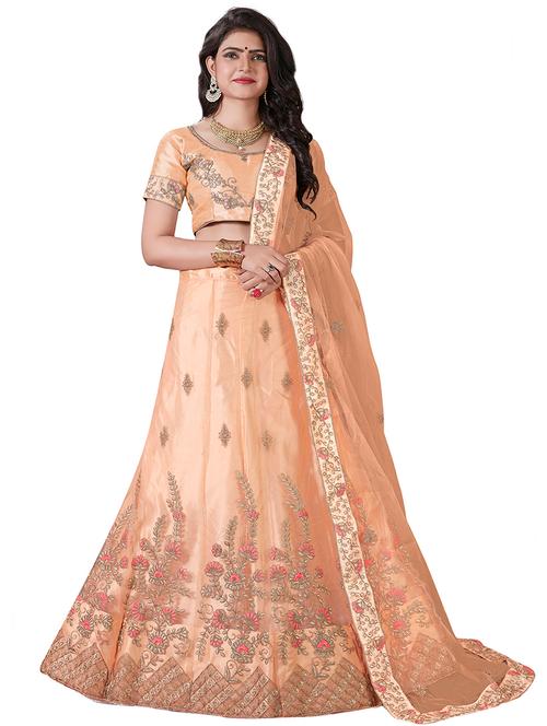 embroidered a-line semi-stitched lehenga - 17379968 - Very Small Image - 1