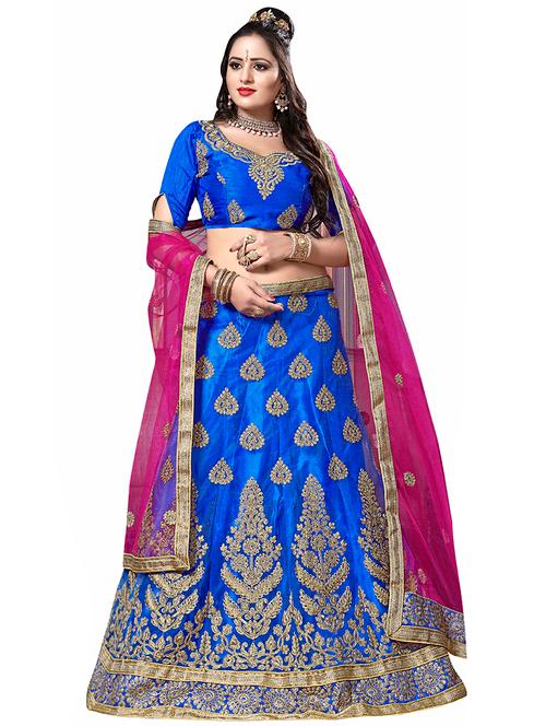 embroidered a-line semi-stitched lehenga - 17379972 - Very Small Image - 1