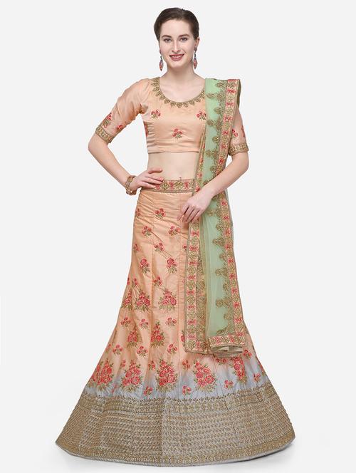 embroidered a-line semi-stitched lehenga - 17379975 - Very Small Image - 1