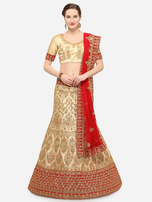 embroidered a-line semi-stitched lehenga - 17379979 - Very Small Image - 1