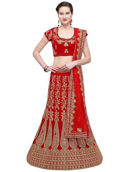 embroidered a-line semi-stitched lehenga - 17379980 - Very Small Image - 1