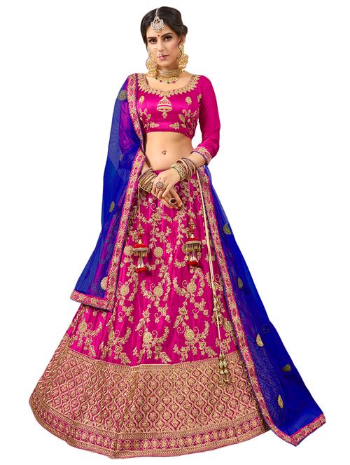 embroidered a-line semi-stitched lehenga - 17379981 - Very Small Image - 1